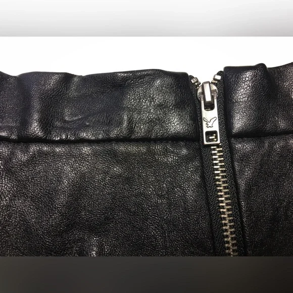 American Eagle Black Skater Faux Leather Mini Skirt - Picture 6 of 11